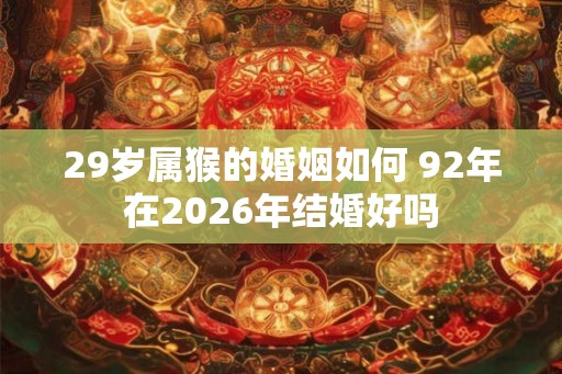 29岁属猴的婚姻如何 92年在2026年结婚好吗