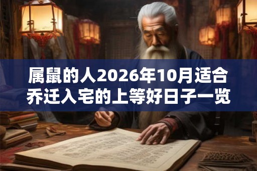 属鼠的人2026年10月适合乔迁入宅的上等好日子一览