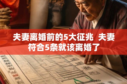 夫妻离婚前的5大征兆  夫妻符合5条就该离婚了