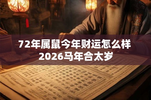 72年属鼠今年财运怎么样 2026马年合太岁
