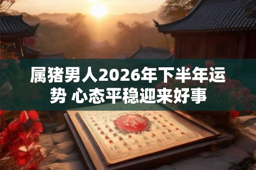属猪男人2026年下半年运势 心态平稳迎来好事