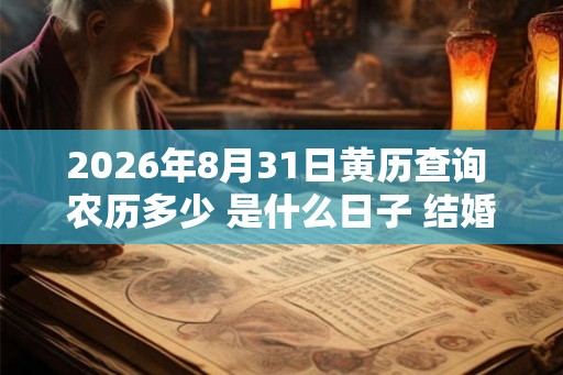 2026年8月31日黄历查询 农历多少 是什么日子 结婚吉时 2026年8月31日黄历查询 农历多少 是什么日子 结婚吉时