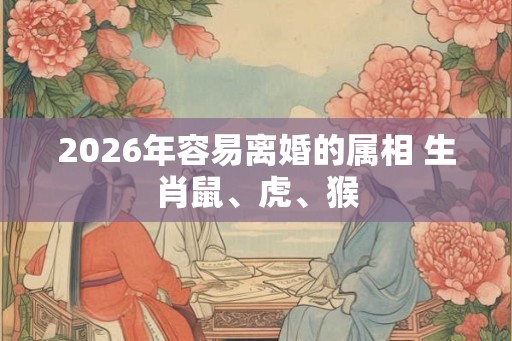 2026年容易离婚的属相 生肖鼠、虎、猴 2026年容易离婚的属相 生肖鼠、虎、猴