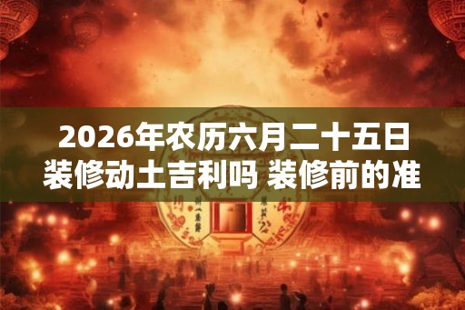 2026年农历六月二十五日装修动土吉利吗 装修前的准备