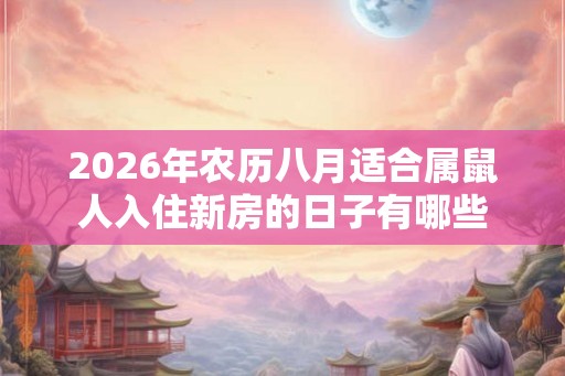2026年农历八月适合属鼠人入住新房的日子有哪些