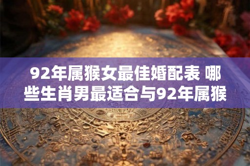 92年属猴女最佳婚配表 哪些生肖男最适合与92年属猴女结婚