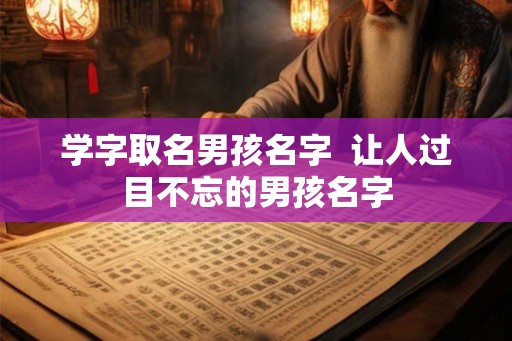 学字取名男孩名字  让人过目不忘的男孩名字