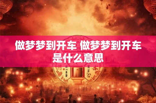 做梦梦到开车 做梦梦到开车是什么意思