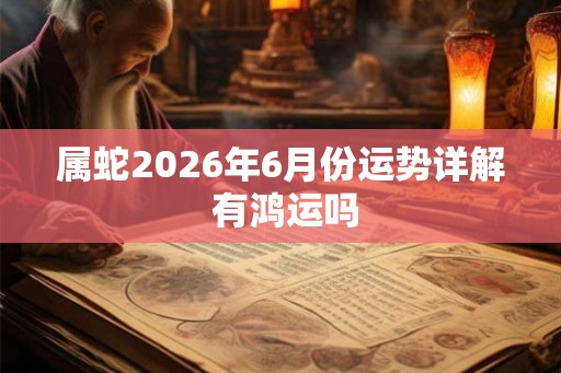 属蛇2026年6月份运势详解 有鸿运吗
