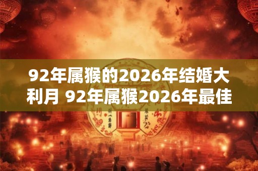 92年属猴的2026年结婚大利月 92年属猴2026年最佳结婚月