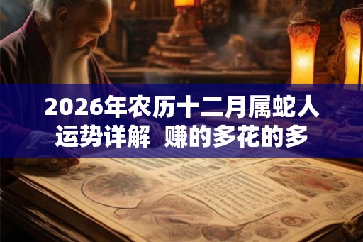 2026年农历十二月属蛇人运势详解  赚的多花的多