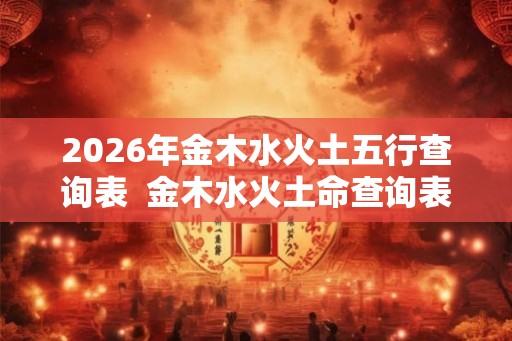 2026年金木水火土五行查询表  金木水火土命查询表图2026年