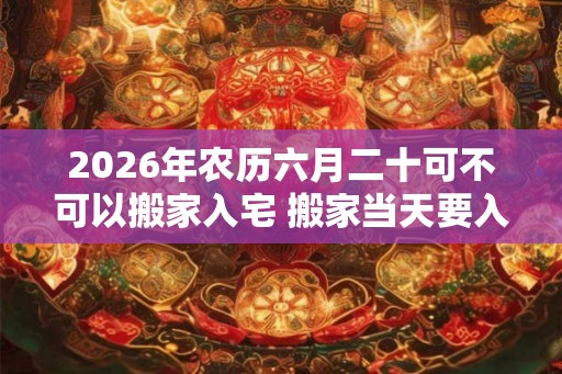 2026年农历六月二十可不可以搬家入宅 搬家当天要入住吗