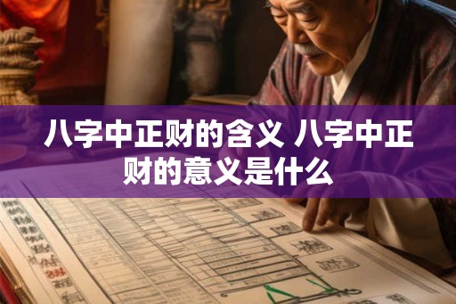八字中正财的含义 八字中正财的意义是什么