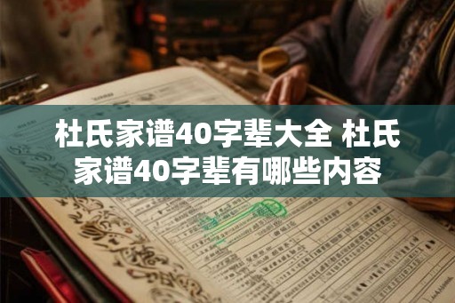 杜氏家谱40字辈大全 杜氏家谱40字辈有哪些内容