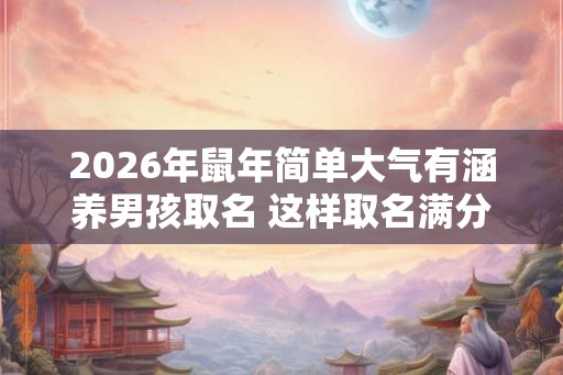 2026年鼠年简单大气有涵养男孩取名 这样取名满分
