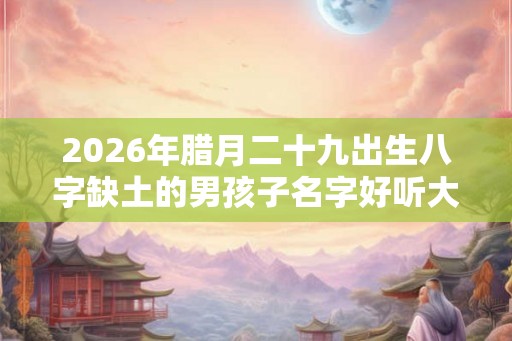 2026年腊月二十九出生八字缺土的男孩子名字好听大气的