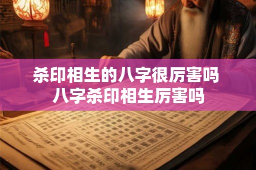 杀印相生的八字很厉害吗 八字杀印相生厉害吗
