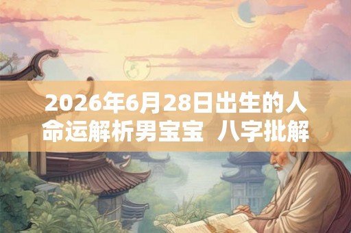 2026年6月28日出生的人命运解析男宝宝  八字批解