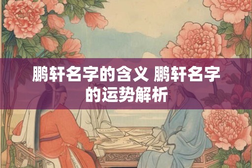 鹏轩名字的含义 鹏轩名字的运势解析