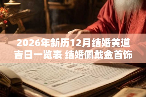 2026年新历12月结婚黄道吉日一览表 结婚佩戴金首饰的寓意