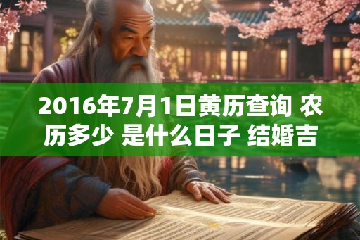 2016年7月1日黄历查询 农历多少 是什么日子 结婚吉时