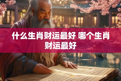 什么生肖财运最好 哪个生肖财运最好