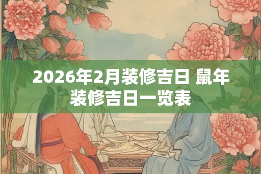 2026年2月装修吉日 鼠年装修吉日一览表