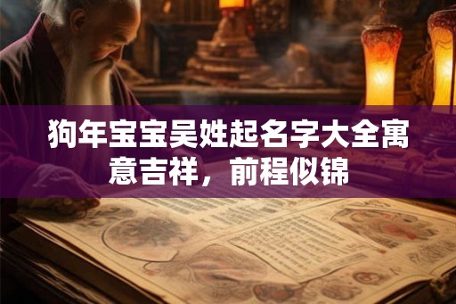 狗年宝宝吴姓起名字大全寓意吉祥，前程似锦