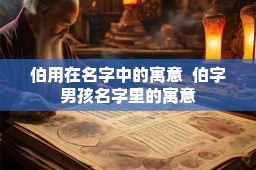 伯用在名字中的寓意 伯字男孩名字里的寓意 伯用在名字中的寓意 伯字男孩名字里的寓意