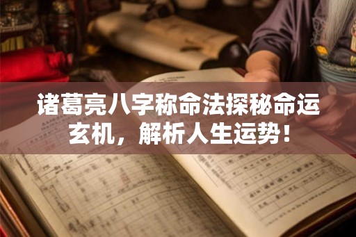 诸葛亮八字称命法探秘命运玄机,解析人生运势! 诸葛亮八字称命法探秘命运玄机,解析人生运势!