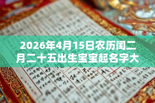 2026年4月15日农历闰二月二十五出生宝宝起名字大全
