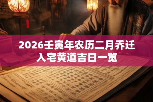 2026壬寅年农历二月乔迁入宅黄道吉日一览