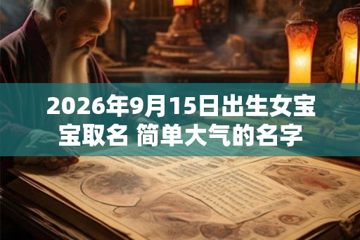 2026年9月15日出生女宝宝取名 简单大气的名字