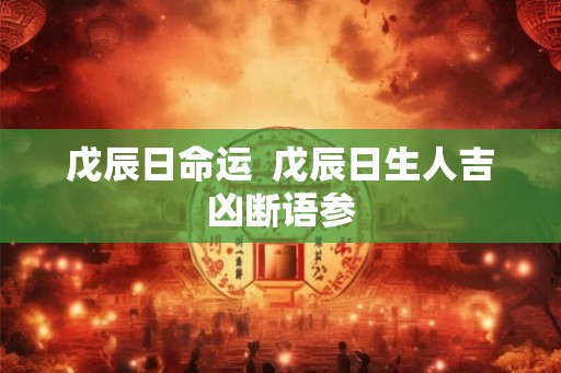 戊辰日命运  戊辰日生人吉凶断语参