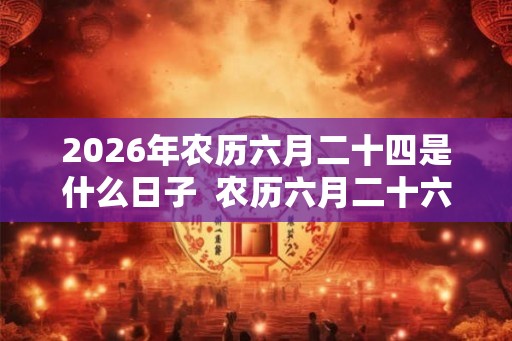 2026年农历六月二十四是什么日子  农历六月二十六是不是黄道吉日