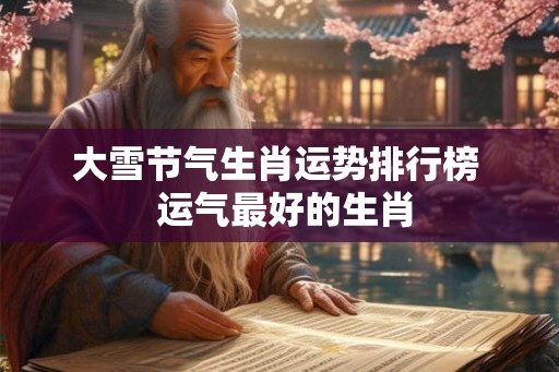 大雪节气生肖运势排行榜  运气最好的生肖