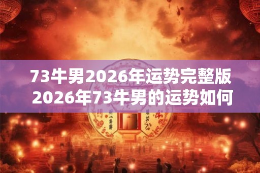 73牛男2026年运势完整版 2026年73牛男的运势如何