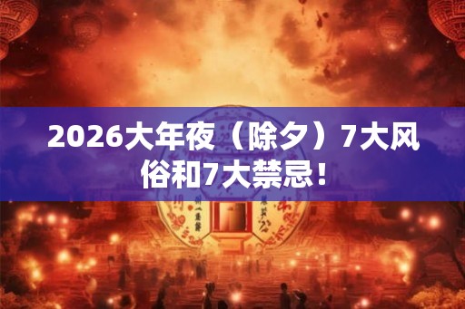 2026大年夜（除夕）7大风俗和7大禁忌！