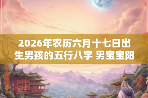 2026年农历六月十七日出生男孩的五行八字 男宝宝阳光大气的名字