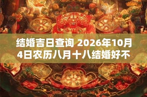 结婚吉日查询 2026年10月4日农历八月十八结婚好不好