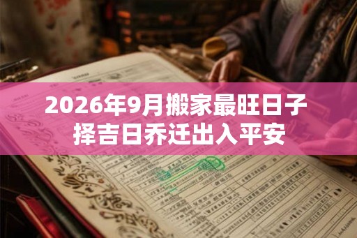 2026年9月搬家最旺日子 择吉日乔迁出入平安