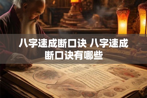 八字速成断口诀 八字速成断口诀有哪些