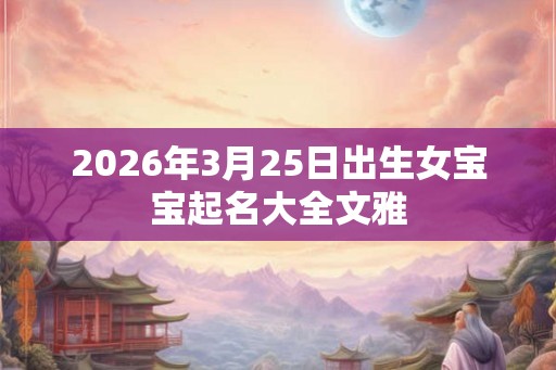 2026年3月25日出生女宝宝起名大全文雅