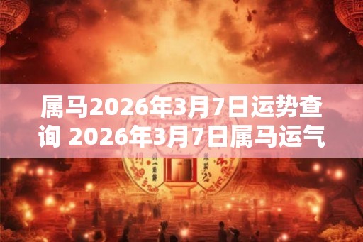 属马2026年3月7日运势查询 2026年3月7日属马运气详解