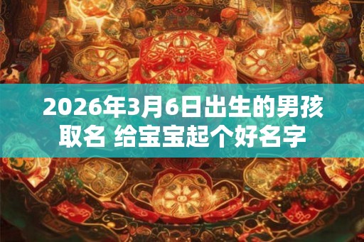 2026年3月6日出生的男孩取名 给宝宝起个好名字