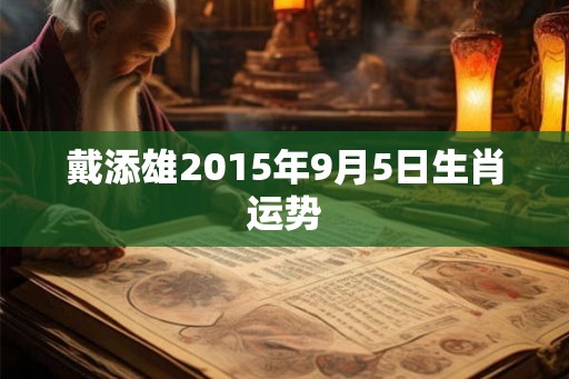 戴添雄2015年9月5日生肖运势