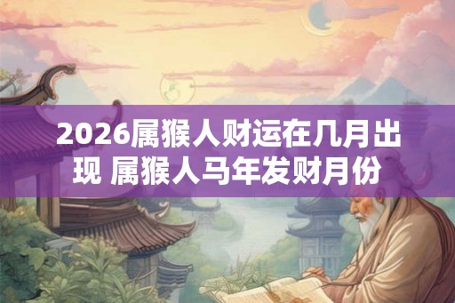 2026属猴人财运在几月出现 属猴人马年发财月份