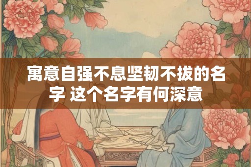 寓意自强不息坚韧不拔的名字 这个名字有何深意