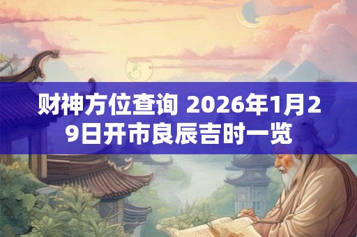 财神方位查询 2026年1月29日开市良辰吉时一览